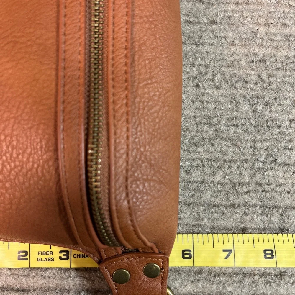 Cognac Brown Pebbled Vegan Leather Belt Bag Waist Pack with Dual Straps